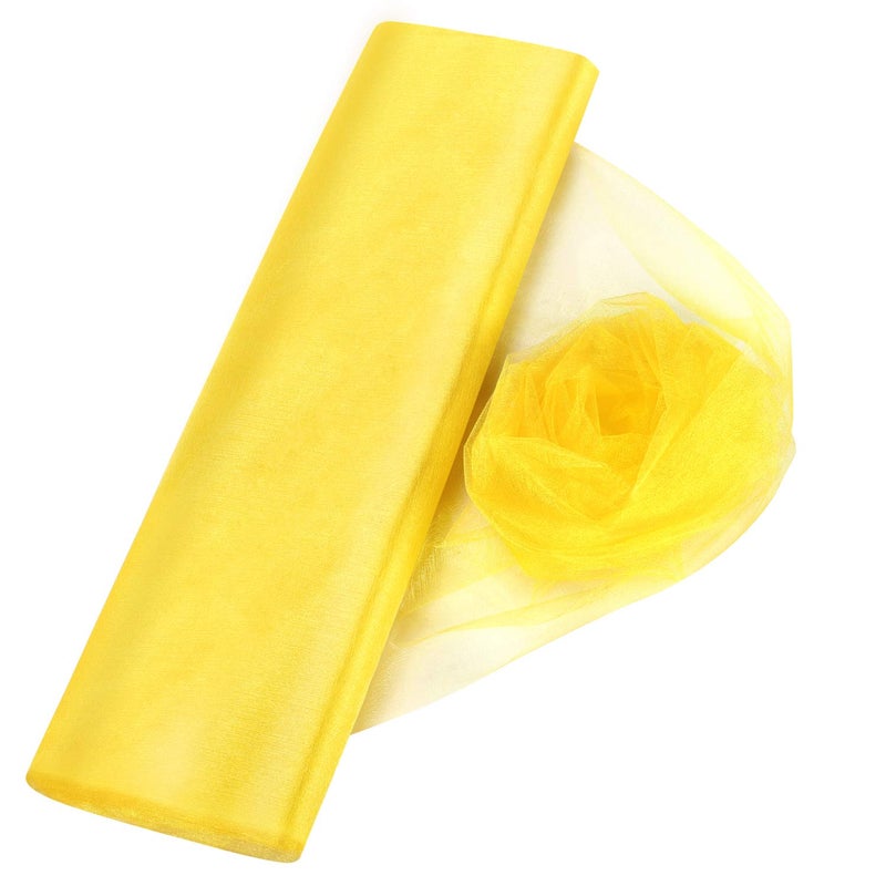 Anteer Crystal Organza Tulle Sheer Fabric Backdrop Curtains for Wedding Baby Shower Birthday Party Event Decor, 19â€ by 30 Yard (Yellow) - Image 1